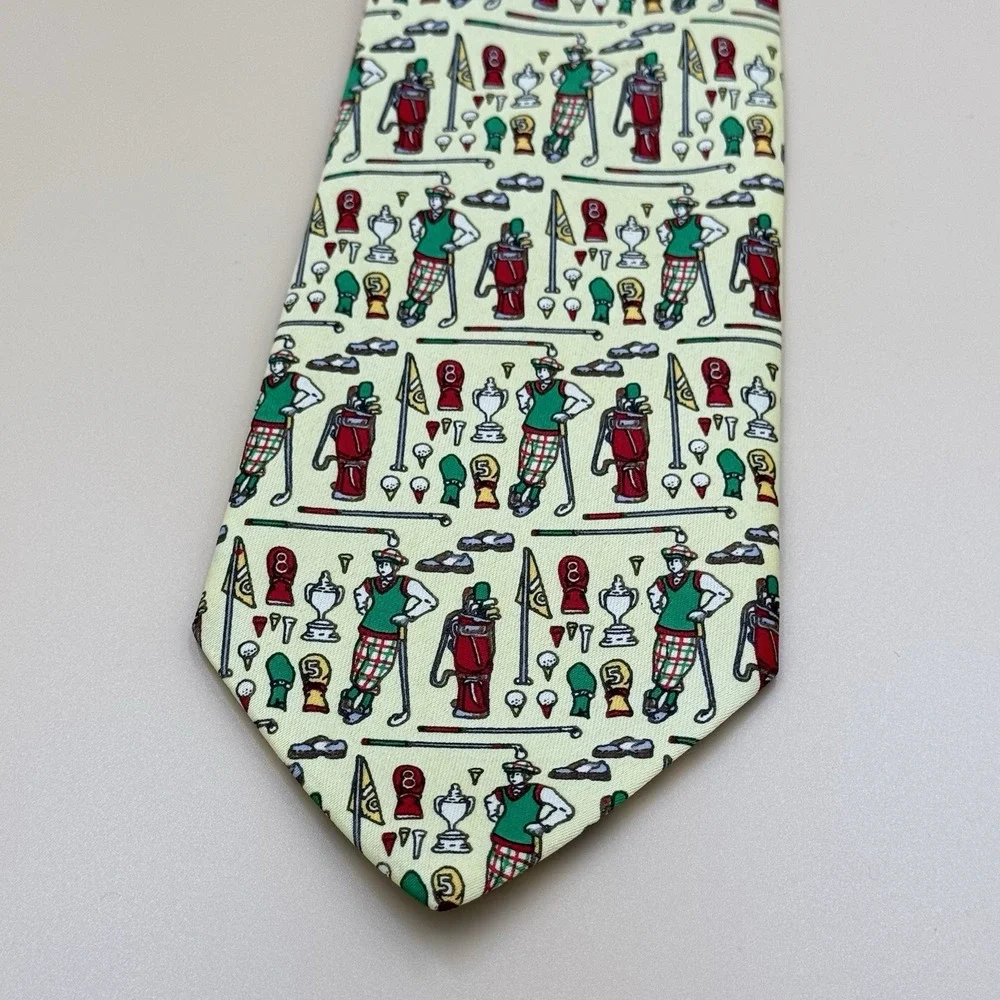 Dino Romaro Mens Neck Tie Golf Handmade Novelty Polyester Country Club Preppy